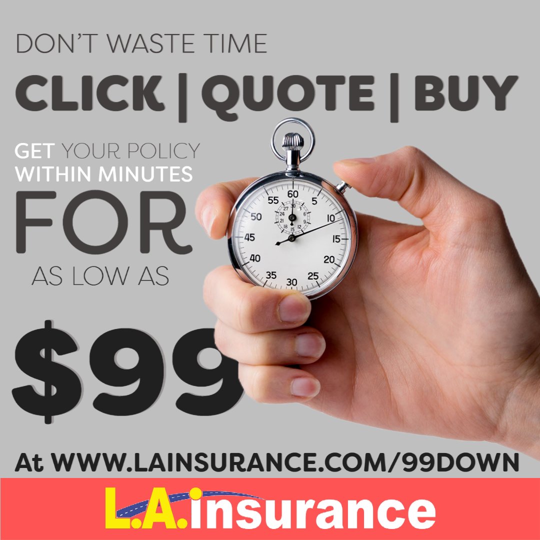 lainsofficial's tweet photo. DON'T WASTE TIME!! The lowest down payments LA Insurance has to offer ARE HERE. Starting at $99 down on same-day car insurance. We offer insurance for anyone driving anything!

https://t.co/38kvNpzKZ0

#lainsurance #insurance #lowdown #savemoney #believeit #timeismoney #GetQuote https://t.co/qpsE5qViKo