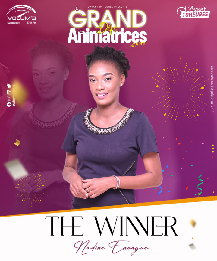 Volum3Radio's tweet photo. 🟠 Le Grand Défi Des Animatrices 💪🏾

The winner is..... Nadine ENONGUE🏆

Bravoooooooo🥳🍾🎆🎇🎊🎉

#LGDA
#Volum3 https://t.co/wQ0I8UBTsy