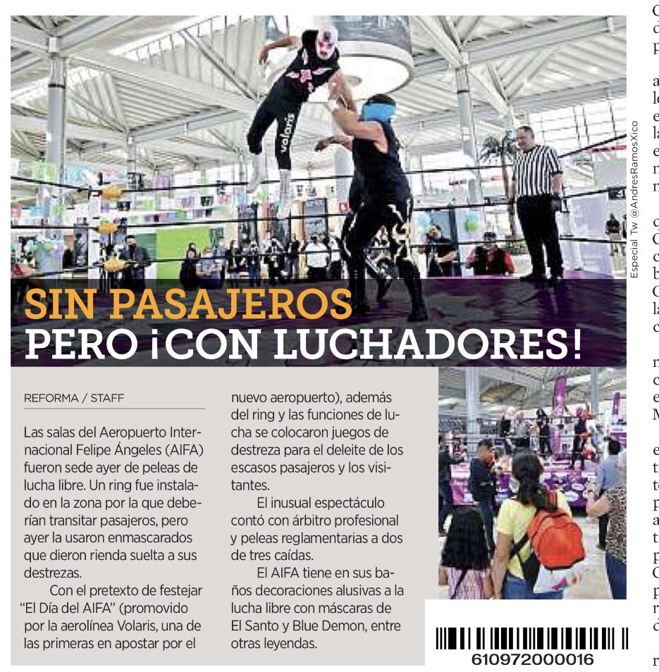 MaxKaiser75's tweet photo. En el CHAIFA NO hay vuelos, NOS cuesta millones de pesos operarlo al mes, pero si hay lucha libre! Sí, leíste bien, lucha libre en pleno aeropuerto! Para hacer circo siempre le alcanza a Morena

Me siento en medio de la película más corriente, de la peor época del cine mexicano😒 https://t.co/UyvN1yU6n4