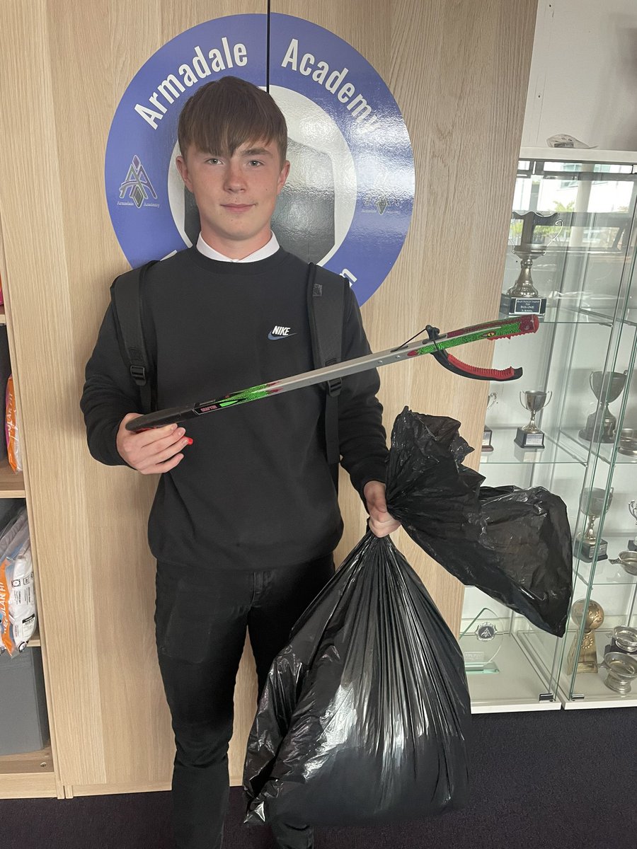 Well done to Miss Landos-Mackays S2 Outdoor Learning group, who collected almost 4kg of litter from around the school! Outdoor Leader T-Jay supporting our younger pupils in doing so #Bounceback #OutdoorLearning <a href="/ArmadaleAcademy/">Armadale Academy</a>