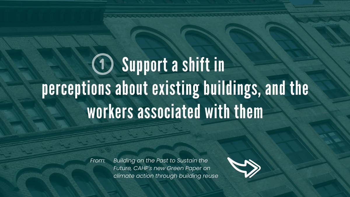 cahpacecp's tweet photo. With its newly released Green Paper, CAHP continues to be part of the conversation on building reuse as #ClimateAction
With 5 calls to action, there are recommendations on how to advocate for #BuildingReuse as positive climate action. Download the report:
https://t.co/mk0iHGUNky https://t.co/s1JffG8sjh