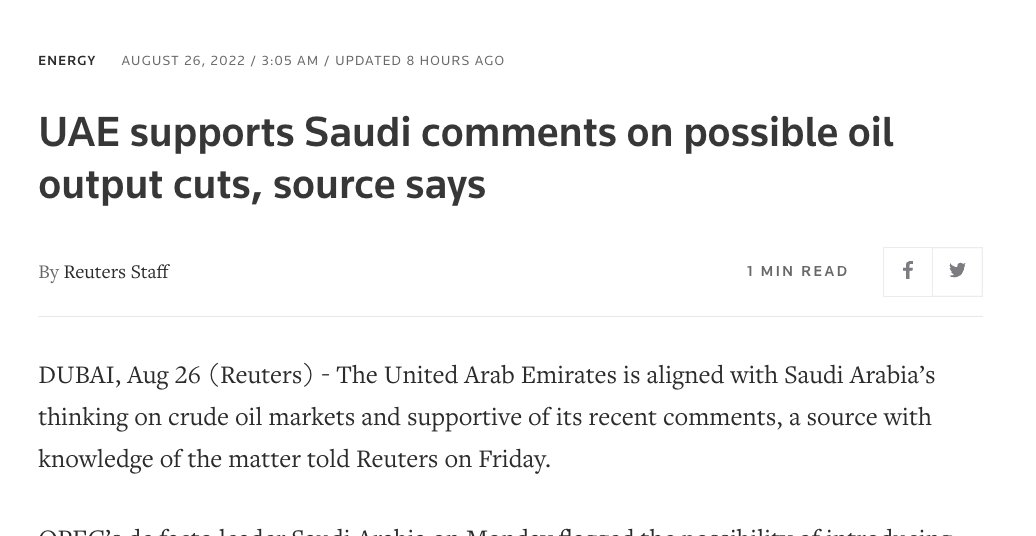 Don't see many people talking about this. 

If tightening monetary policy is successful in destroying demand and lowering energy prices, OPEC has stated it will cut output to keep prices elevated.