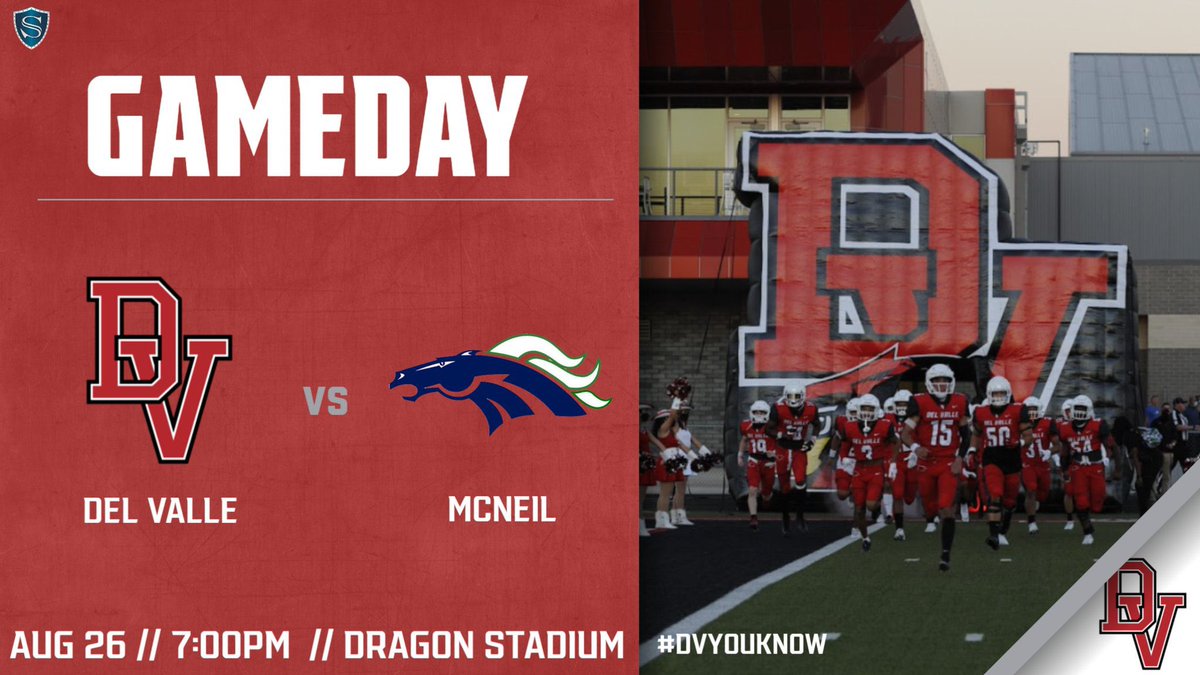 🚨Friday Night Lights 
    Week #1
“Seize The Opportunities and Make It Happen”

🏈:  McNeil vs Del Valle        
       <a href="/DVCardinalsFB/">Del Valle Football</a> 
📆: Friday, August 26
⏰: Varsity 7pm
📺: m.youtube.com/watch?v=8Q_2Fl…
📍:Dragon Stadium 
🎟: etix.com/ticket/p/70590…
   | #Brotherhood #txhsfb |