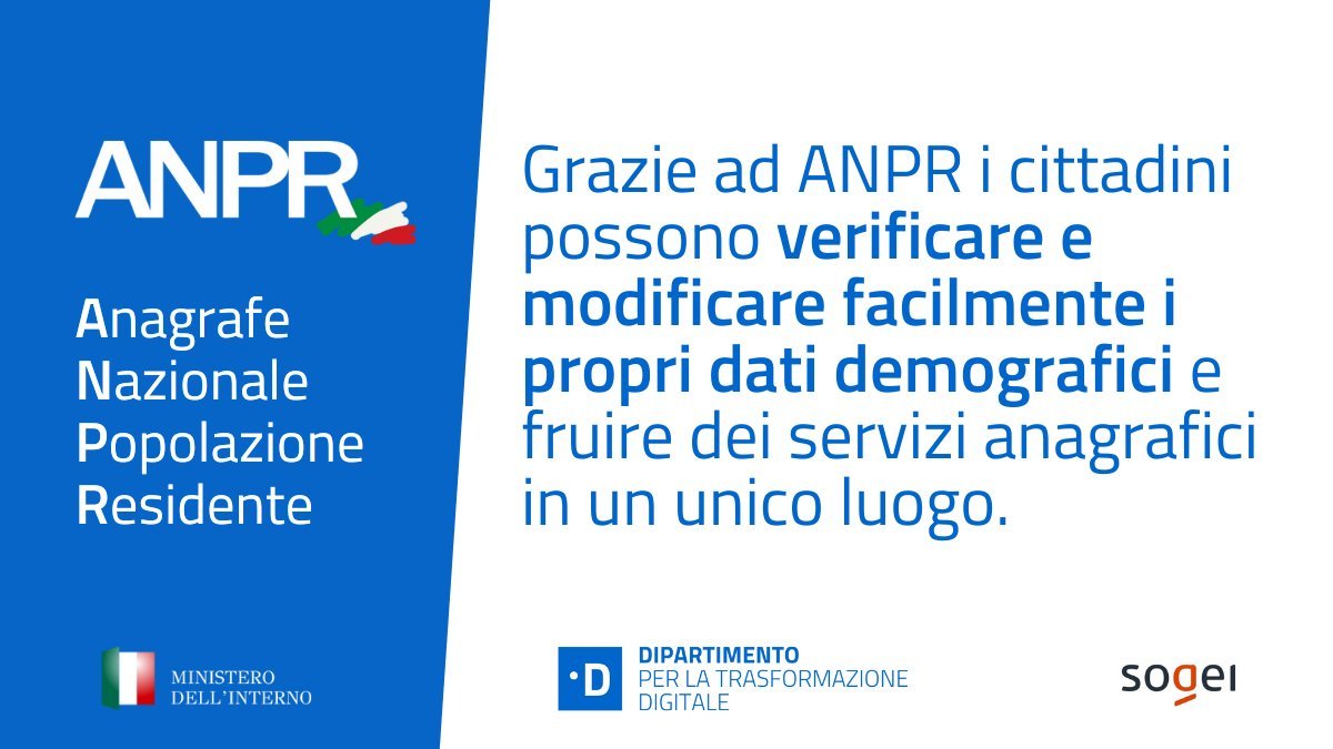 ✅Utilizza i servizi disponibili su #ANPR autenticandoti con la tua #identitàdigitale: #SPID, #CIE e CNS 👉 innovazione.gov.it/dipartimento/f…