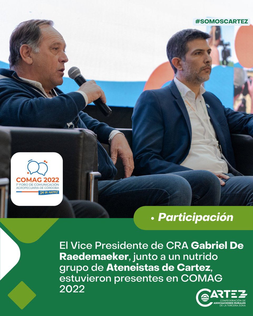 Cartez_Arg's tweet photo. #participación📣El pasado 24 de agosto, el Vice Presidente de CRA @CRAprensa Gabriel De Raedemaeker, junto a un nutrido grupo de Ateneistas de Cartez @ateneocartez estuvieron presentes en COMAG 2022.
#somoscartez
#comag
#ateneocartez
#cipag
#forodecomunicacion https://t.co/3WZE4CoWIc