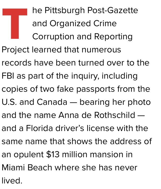 justspaceonline's tweet photo. 👀👀😬
“numerous records have been turned over to the FBI as part of the inquiry, including copies of two fake passports from the U.S. and Canada — bearing her photo and the name Anna de Rothschild — and a Florida driver’s license”
#anylevel #sunshinestate #spies #bettercallsaul https://t.co/JLwFXEGsDE