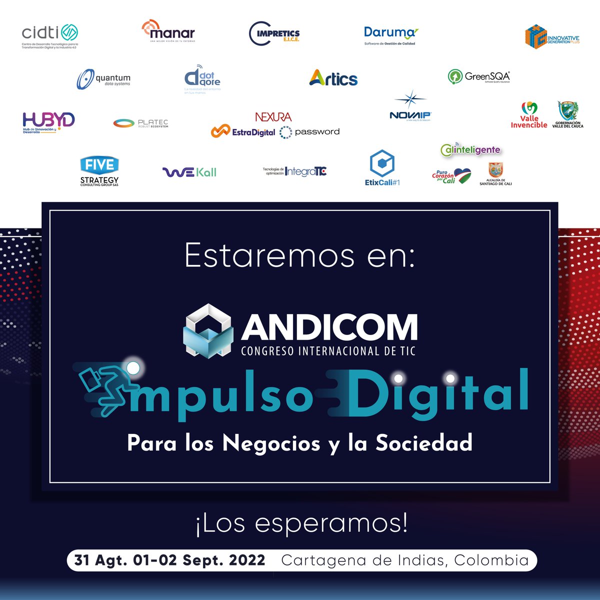 cidti40's tweet photo. Con el objetivo de fortalecer el Ecosistema de Innovación Digital del #ValledelCauca, el @cidti40 y diferentes actores TI de la región se darán cita en el @ANDICOM impulsando la adopción de la industria 4.0 en el tejido empresarial del departamento.

Visítanos en nuestro stand #9 https://t.co/YFydHe3sbx