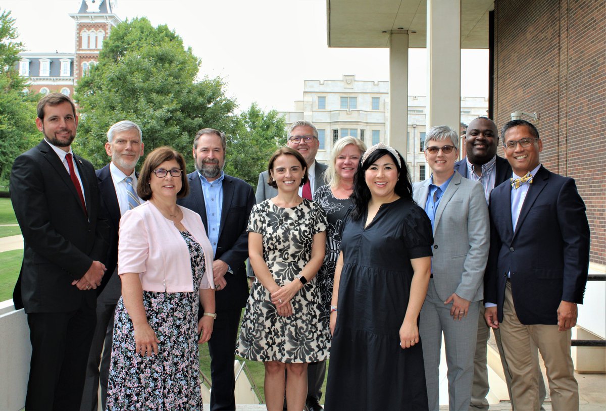 Our College is in great hands with these leaders! #coehpWECARE 

(L to R) Drs. Matt Ganio, Ed Bengtson, Sherry Muir, Pat Wolf, Kate Mamiseishvili, Michael Hevel, Kristin Higgins, Mary Margaret Hui Cunningham, Michelle Gray, Lewatis McNeal, Jessie Casida. 

news.uark.edu/articles/61724…
