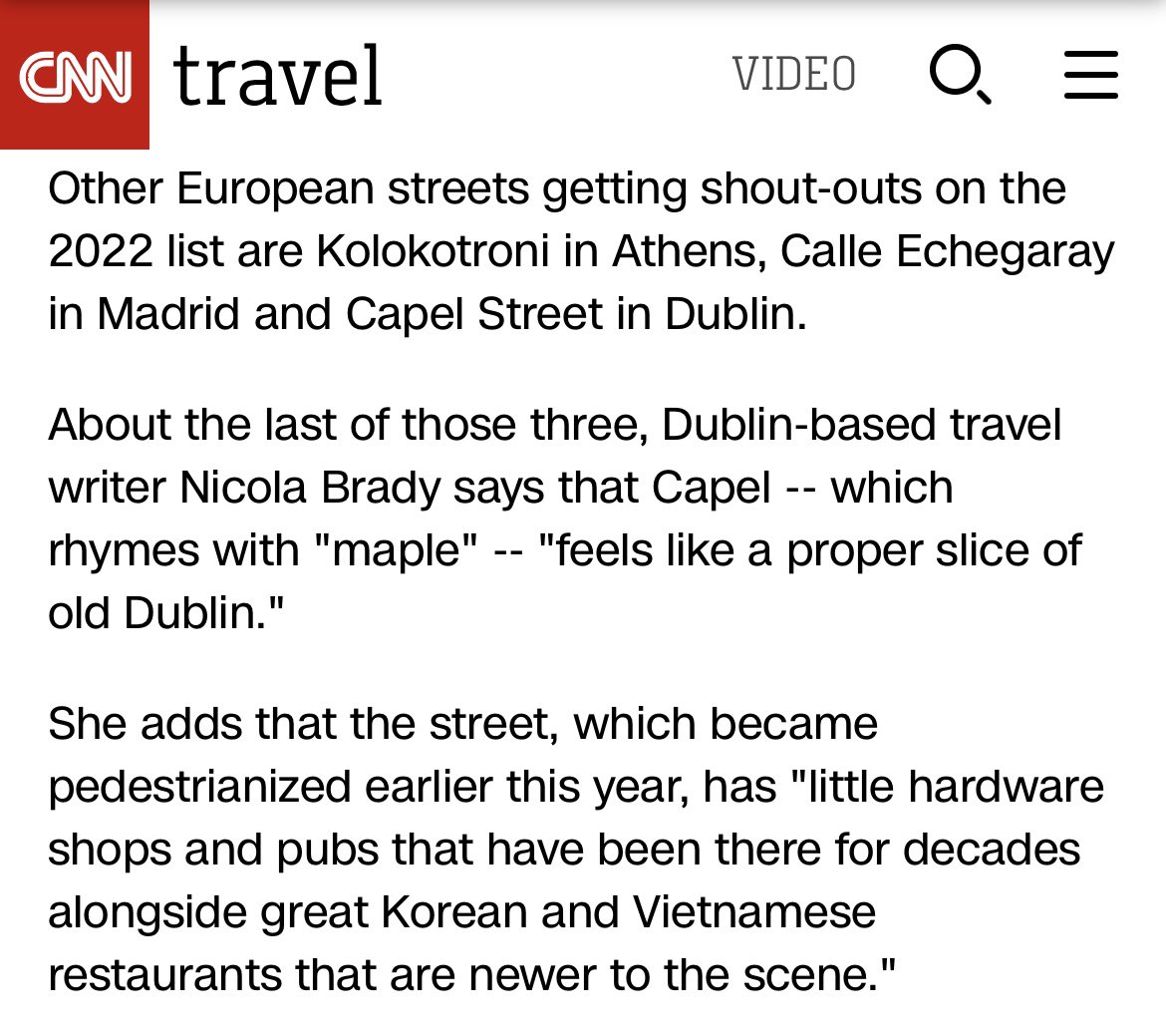 Capel Street was just named in @CNN top 33 Streets Worldwide 😃💪🏻 #CapelStreet #CapelSt @streetsare4ppl