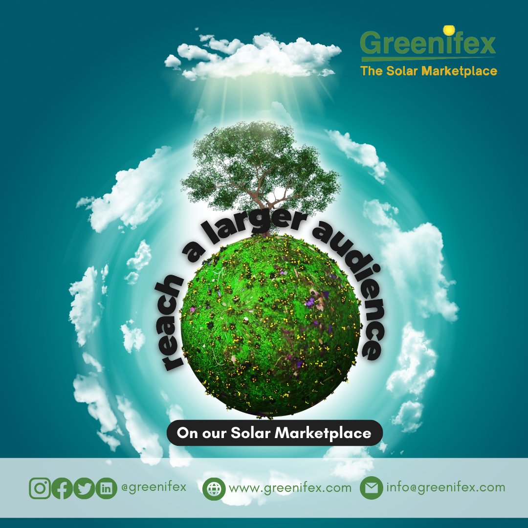 greenifex's tweet photo. Reaching a Large Audience has never been made easier. Wouldn't it be best to have your solar product shown to a larger audience simultaneously. Well Greenifex is created to help you achieve an large reach
#ASUU #greenifex #solarenergy #solarmarketplace #solar https://t.co/DCb47NpaWp