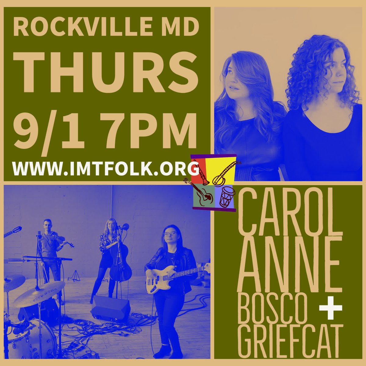 Coming soon to Rockville : Carol Anne Bosco &amp; Griefcat releasing the new album CROCODILE. Numerous cellos in the house! Tickets and info at imtfolk.org