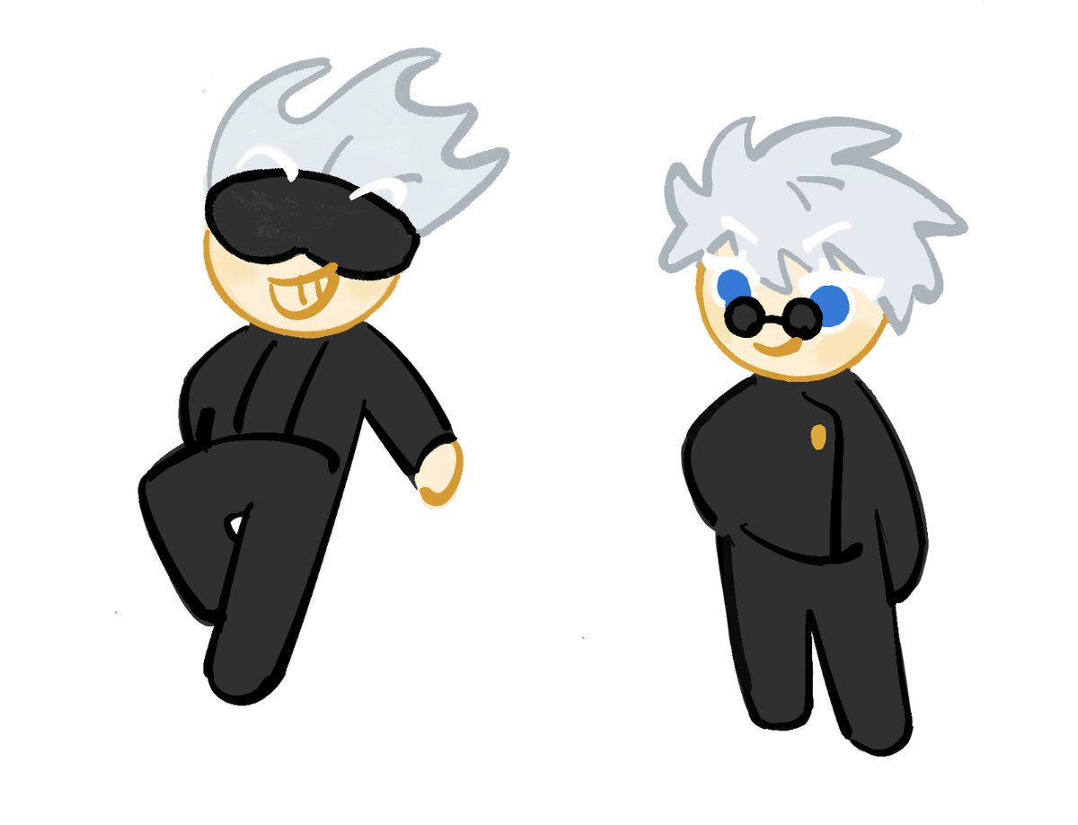 gojou satoru male focus smile chibi blue eyes sunglasses white background white hair  illustration images