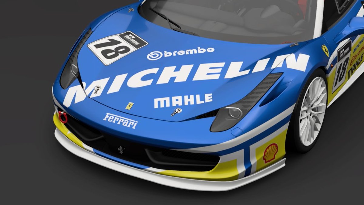 chrissiegle's tweet photo. No crazy idea or story behind this one. Just a Michelin sponsored Ferrari 458 Italia GT3. #GranTurismo7 #GT7Livery #LiveryEditor https://t.co/wp8lal3fMt