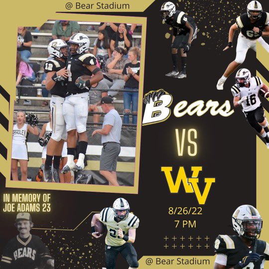 BradleyBearsFB's tweet photo. Game Day 🐻🏈 
⏰ 7:00 pm
🎟 $7.00 (cash only at the gate)
📍 Bradley Central 
📺 BCHS Bear Network 
📻 101.3
-NO Backpacks allowed
-NO Outside Food/Drinks

🐻GO BEARS!🐻 https://t.co/7t4iQgIqkq
