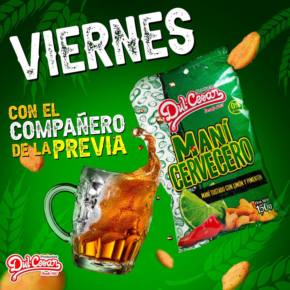 DulCesarPy's tweet photo. ¡LLEGÓ EL VIERNES! 

Aprovecha el fin de semana para disfrutar el maní cervecero con tus amigos 🥜 

El compañero ideal para tus rondas de trangos 🍻 

#DulCesar https://t.co/mHjhEqjSsd