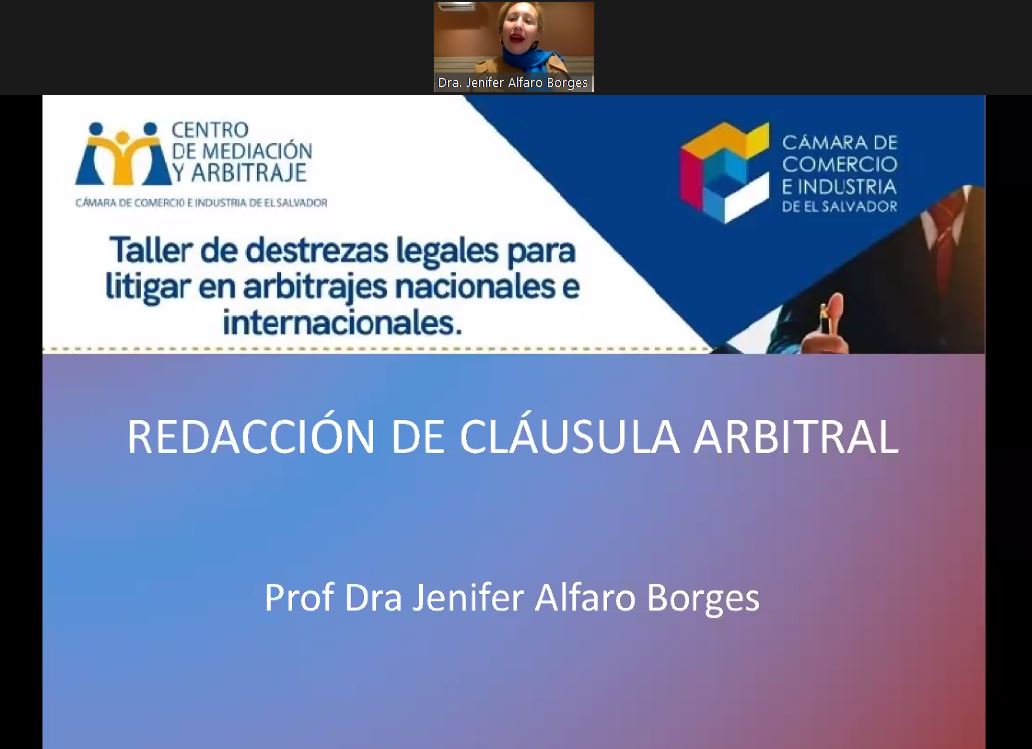 camarasal's tweet photo. La jornada inicial del “Taller de destrezas legales para litigar en arbitrajes nacionales e internacionales” de #CMA de #Camarasal contó con la experiencia de la doctora Jenifer Alfaro Borges, socia de la firma Alphabeto, #Urugual. https://t.co/c0jCcPXBVS