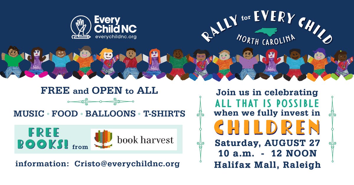 bookharvestnc's tweet photo. We will be at the @EveryChildNC Rally this Sat (8/27) from 10 AM - 12 at Halifax Mall in Raleigh! Come say hi to Perry and Parker, who will have children's books for you to take home and keep. Plus, connect with other supporters of public education from across the state! https://t.co/Xjehd7m9qe