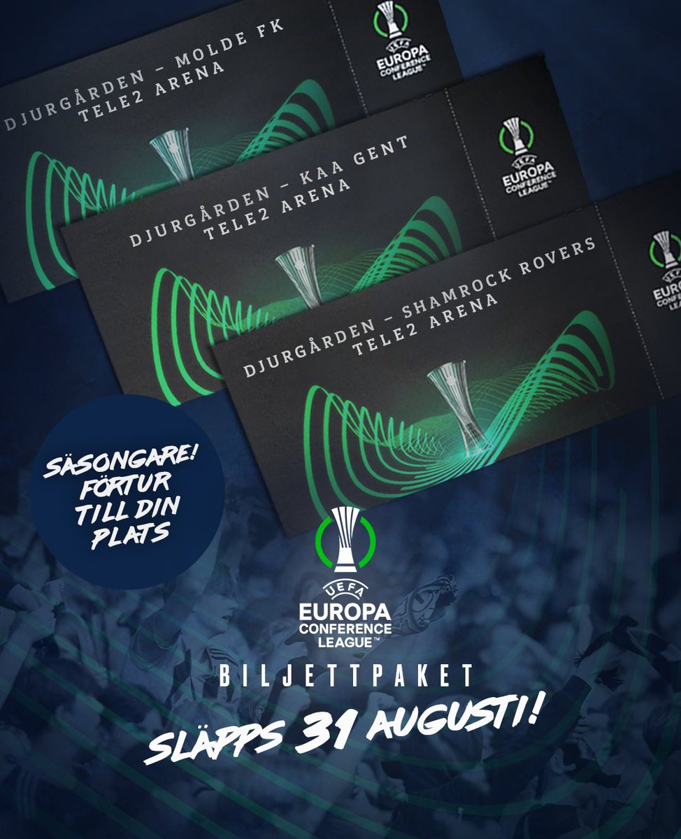 DIF_Fotboll's tweet photo. Den 31 augusti släpps biljettpaket till hemmamatcherna i gruppspelet. Säsongare har förtur till sin plats!

Lösbiljetter till första hemmamatchen släpps 5 september 

🔗 https://t.co/dxy4YoEKtL https://t.co/iWoOAcT6KT
