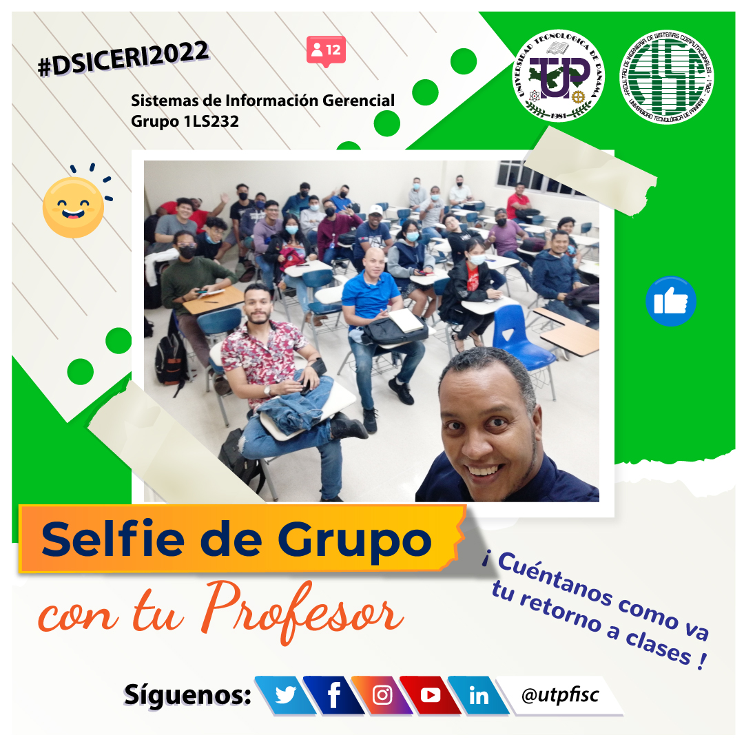 utpfisc's tweet photo. Selfie de Grupo: Profesor José Jiménez, con su grupo 1LS232 del departamento #DSICERI2022.
Invitamos a todos nuestros estudiantes y profesores, a nivel nacional, a participar de esta iniciativa.
¡Toma tu selfie, súbela en redes y etiquétanos!
@utppanama
#utppanama #fisc2022 https://t.co/vSwI3JXbax