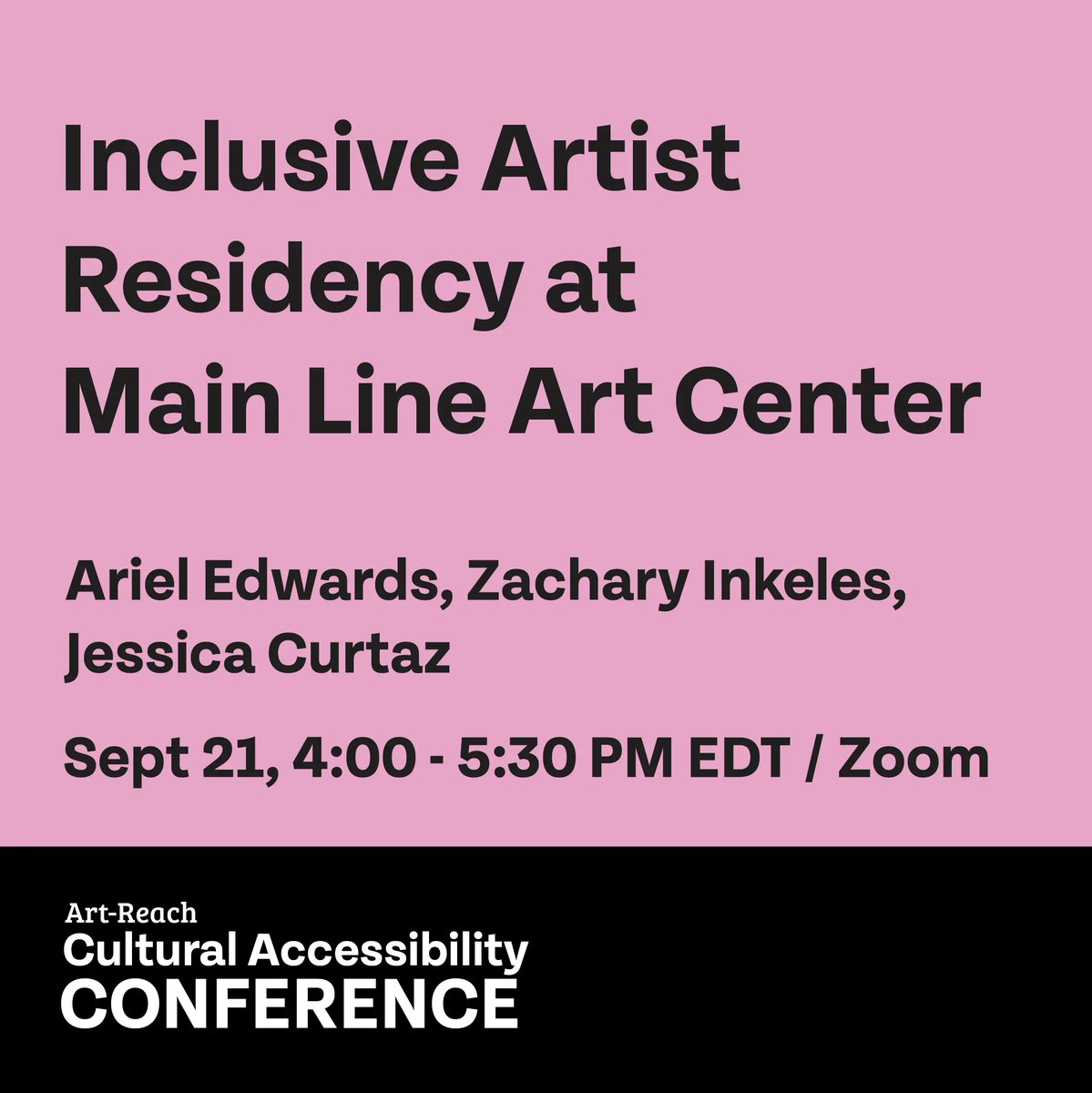 Join Main Line Art Center (<a href="/MainLineArtCtr/">Main Line Art Center</a> ) in their Art-Reach Cultural Accessibility Conference presentation - Inclusive Arts Residency at Main Line Art Center.

Sept 21 4:00 PM - 5:30 Eastern Time

To register for the conference use the link in the bio!