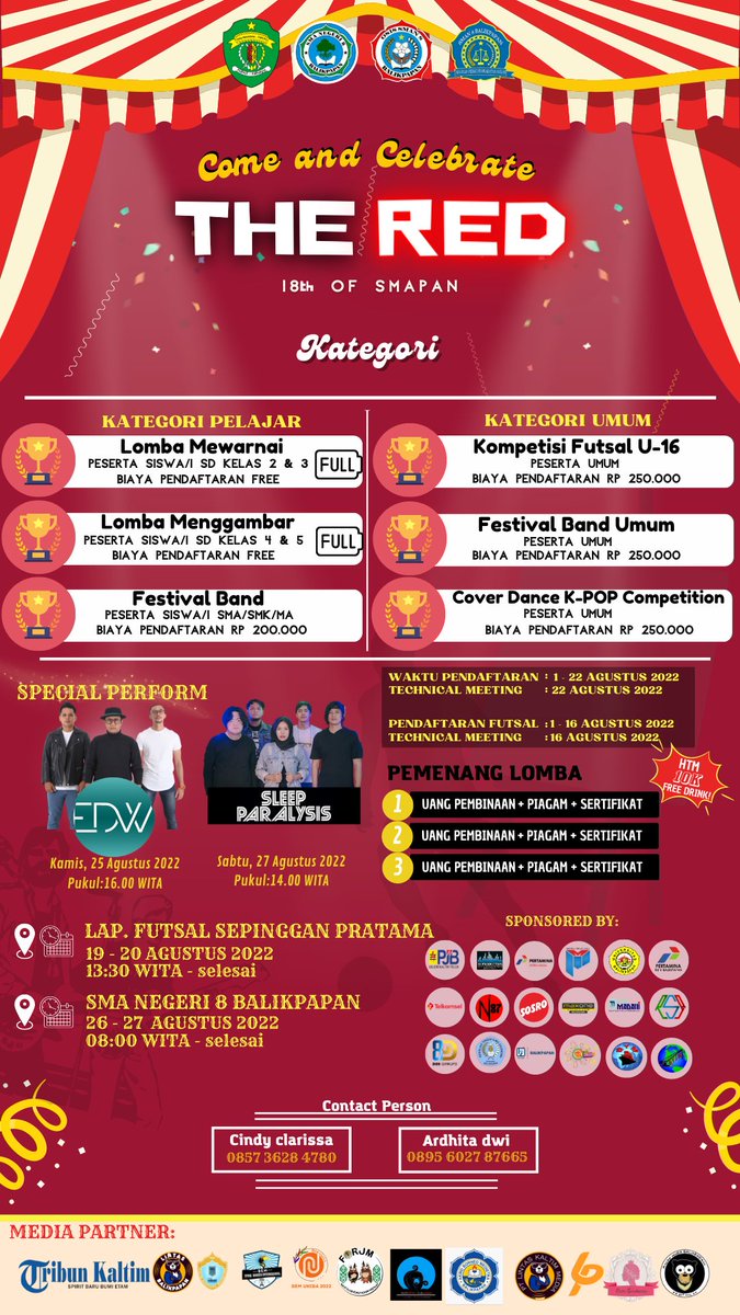 Sampai ketemu di pensi <a href="/SMAN8Balikpapan/">SMAN 8 BALIKPAPAN</a> 27-agustus-2022. Jam 2 siang🙌🏻