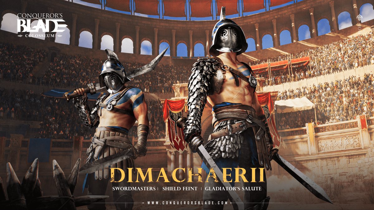 ConqBlade_LATAM's tweet photo. Ya hemos conocido a los Retiarii y Myrmillones, ahora toca el turno de los Dimachaerii, armados con dos espadas y una ligera armadura como protección contra los horrores del combate de gladiadores, han demostrado su superior habilidad en el combate.
Info👉https://t.co/M9fa2wkre4 https://t.co/OuxHFXMVds