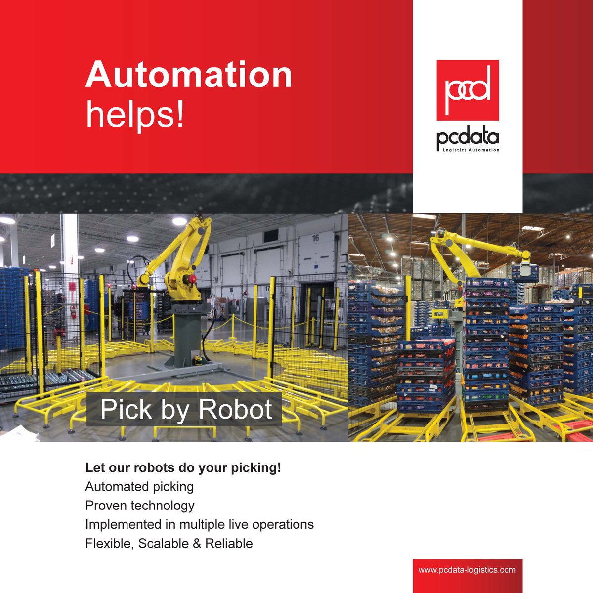 Pcdata's PICK BY ROBOT - Warehouse Automation for Bakeries <a href="/BakingExpo/">IBIE 2025</a> #IBIE2022 booth 2865
