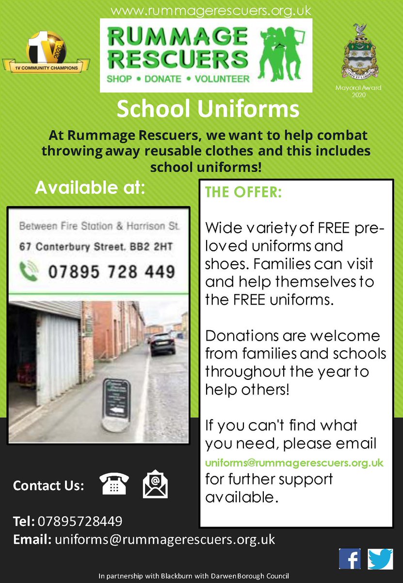 CrosshillSchool's tweet photo. Rummage Rescuers offer a wide variety of FREE preloved uniforms and shoes.

Families can visit and help themselves to the FREE uniforms. 

Between fire station and Harrison St. https://t.co/UcqzXTAtar