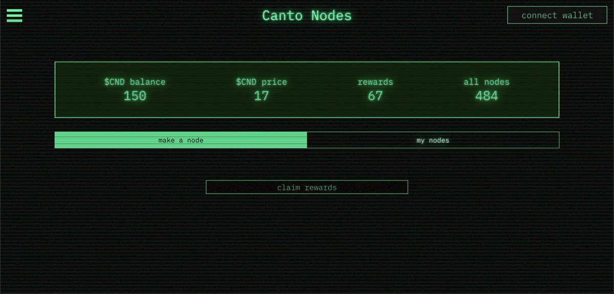 CantoNodes's tweet photo. still under construction, the dAPP is moving forward ! 

I think it should remind you of something... 🤪

next entry in a few minutes 👀

#Canto $Canto https://t.co/IeCrwhkLR0