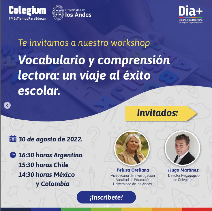 Durante este año ya llevamos 35K alumnos diagnosticados en comprensión lectora en Latam por <a href="/colegium/">Colegium</a> y resultados no son muy alentadores 😢. Pero hemos detectado que el vocabulario es fundamental!! El 30/ago conversaremos sobre cómo mejorarlo. ow.ly/EXPA50KtjXN