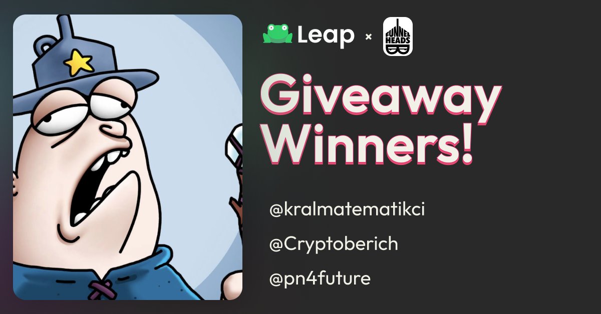 Leap Avalanche 🔺 (@leap_avax) on Twitter photo winner winner NFT dinner 👀
here's the winner list for our recent giveaway w/ <a href="/FunnelheadsNFT/">Funnelheads</a>
so frens, DM us your wallet address to claim the coolest NFT in town
LFG 🚀 winner winner NFT dinner 👀
here's the winner list for our recent giveaway w/ <a href="/FunnelheadsNFT/">Funnelheads</a>
so frens, DM us your wallet address to claim the coolest NFT in town
LFG 🚀