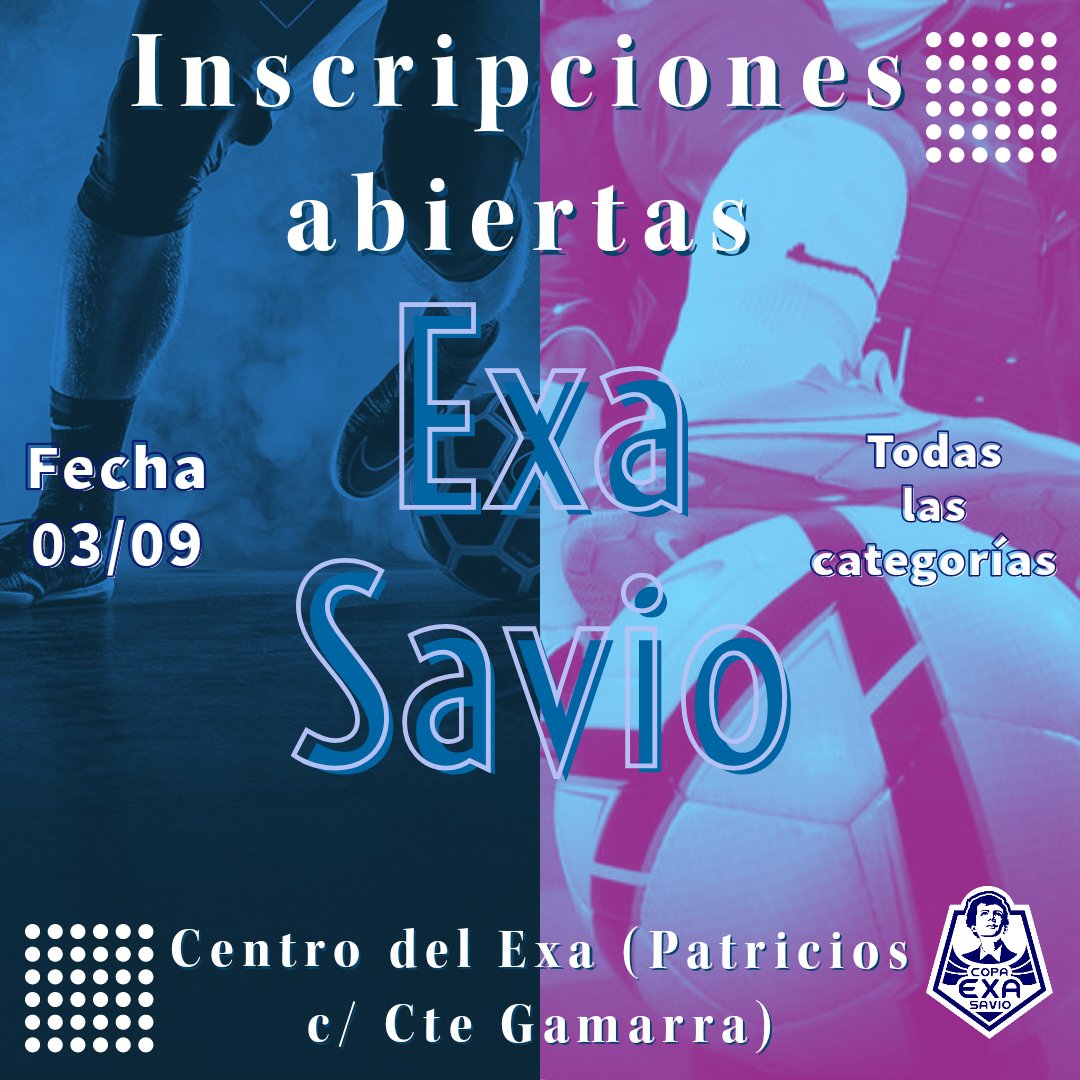 🏆𝗧𝗢𝗥𝗡𝗘𝗢 𝗖𝗟𝗔𝗨𝗦𝗨𝗥𝗔 𝟮𝟬𝟮𝟮- 𝗘𝘅𝗮 𝗦𝗮𝘃𝗶𝗼
Te contamos que ya llega el Clausura, convocale a tu equipo e inscríbanse al Mejor Exa de Sajonia.
Señando tu inscripción, aseguras tu lugar en el Torneo🥳

Más info al DM o al 📲 0971199005

#exasavio
