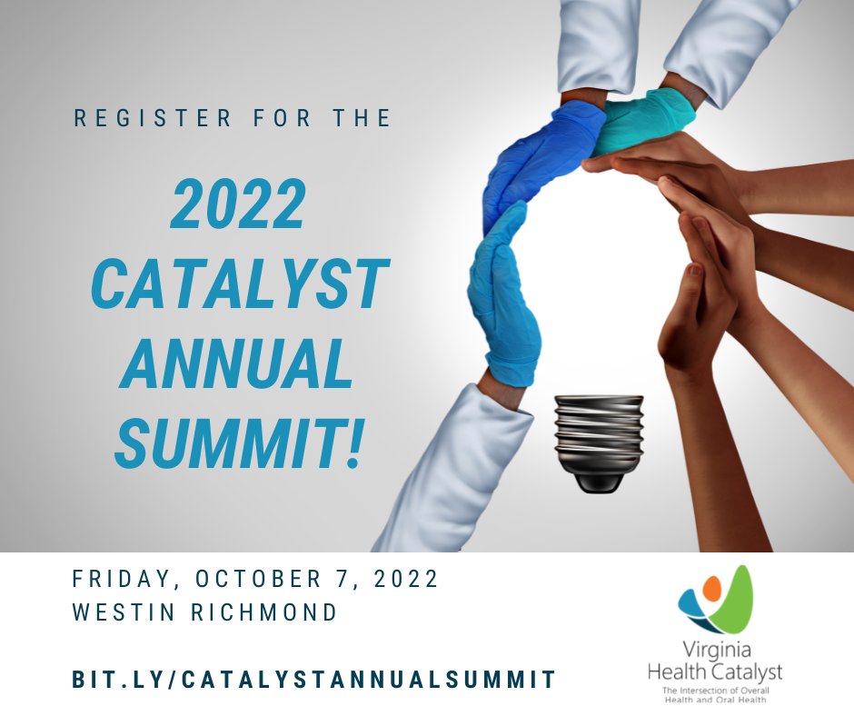 VAOralHealth's tweet photo. Are you registered for the 2022 Catalyst Annual Summit yet? You won't want to miss this in-person event on 10/7 to share innovations that enable all Virginians to thrive through equitable access to comprehensive health care. #CatalystSummit22
Learn more: https://t.co/tHRS2uj5CB https://t.co/4bKwvlHWUk