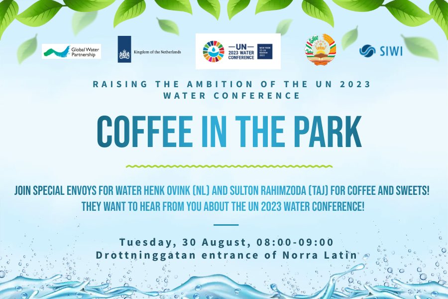 Ready for <a href="/siwi_www/">World Water Week</a> <a href="/siwi_water/">SIWI</a>? Valuing water on our way to next years #UN2023WaterConference - join me and Sulton Rahimzoda for an in-depth conversation on the themes &amp; actions for water security for all! Tuesday Aug 30, 8am, coffee &amp; sweets at the doorstep of Norra Latin!