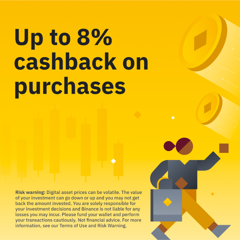 binance's tweet photo. Reasons to get a #Binance Visa Card:
 
🔸 Pay for favourite things using crypto.
🔸 It's accepted at 60m merchants worldwide.
🔸 Zero foreign exchanges fess.
🔸 Up to 8% cashback on purchases.
 
And the rest ⤵️