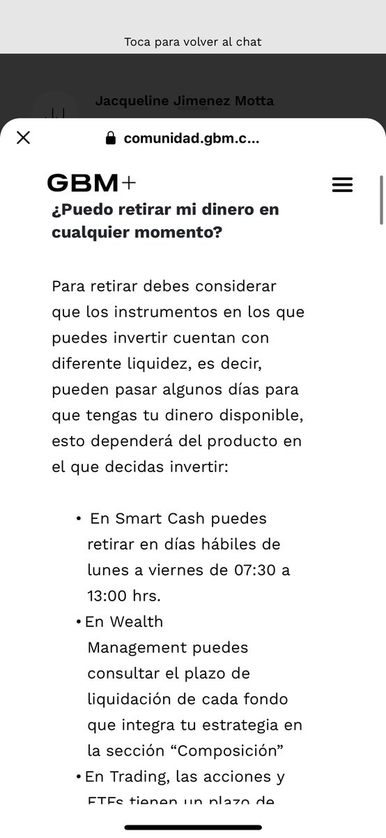 jjackie_o's tweet photo. @CondusefMX hice una inversión en @GBMplus en su app indica que en CUALQUIER momento puedes retirar tu dinero, y hoy es día que no puedo hacerlo ya que tienen un proceso interno de validación de cuentas de retiro, OJO esto no está informado a los usuarios https://t.co/HSKGYZ5fCt