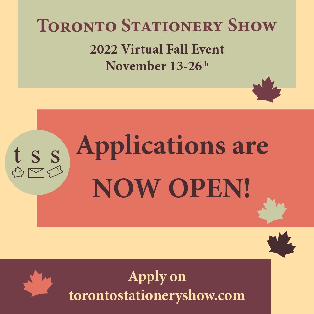 Applications are now open on our website! Submit your vendor and/or sponsor forms by Sept 16th 🤗 Thank you for everyone’s continued support to showcase works from stationery enthusiasts in Toronto and beyond!
➡️ torontostationeryshow.com