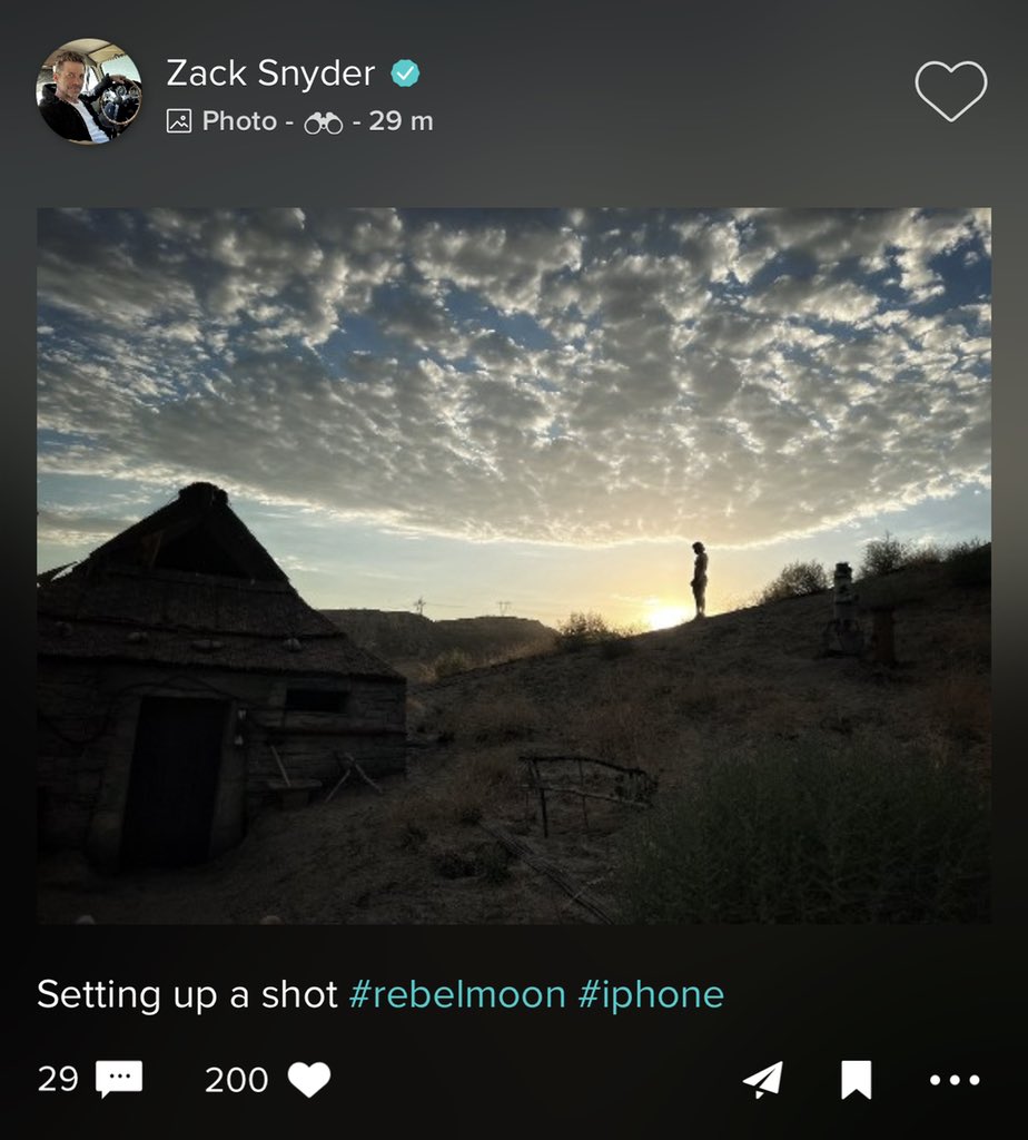 RebelMoonUpdate's tweet photo. “Setting up a shot” Zack Snyder on the set of #RebelMoon preparing an epic shot https://t.co/G8NcfNMcab
