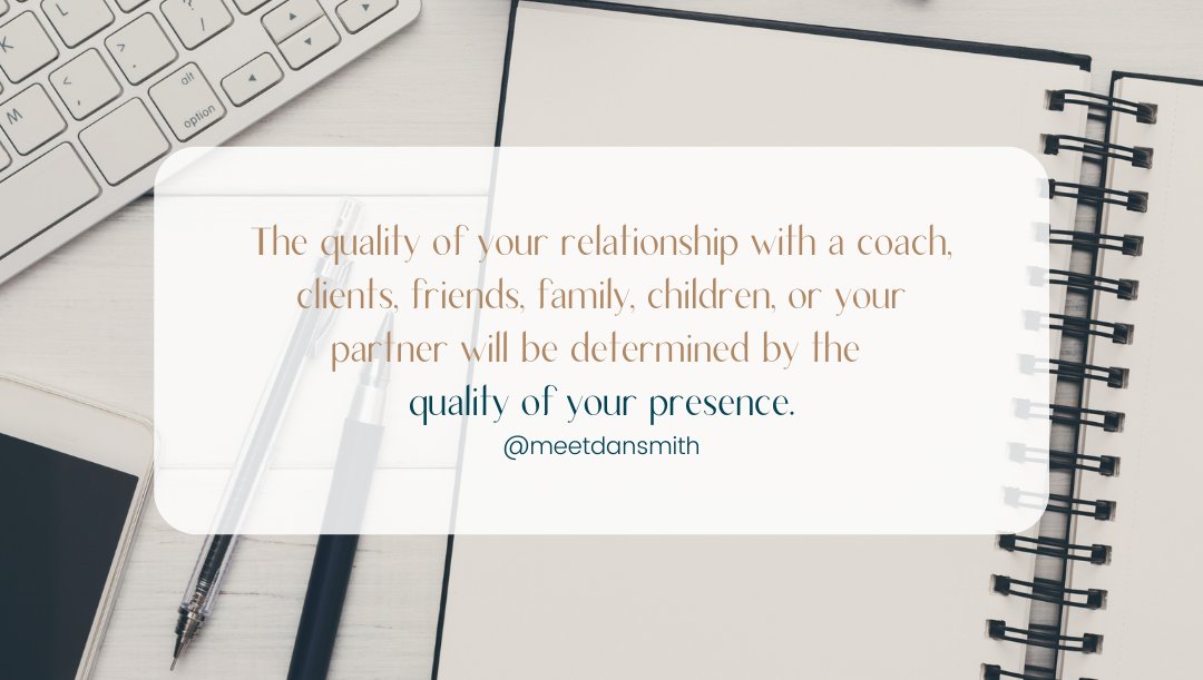 Jodi_WorkSmart's tweet photo. The quality of your relationship with a coach, clients, friends, family, children, or your partner will be determined by the quality of your presence.⁠

Do you agree?

@meetdansmith #mindful #bepresent #relationshipsmatter #yourpresencematters #lawofattraction #relationships101 https://t.co/FbcHYoDxYe