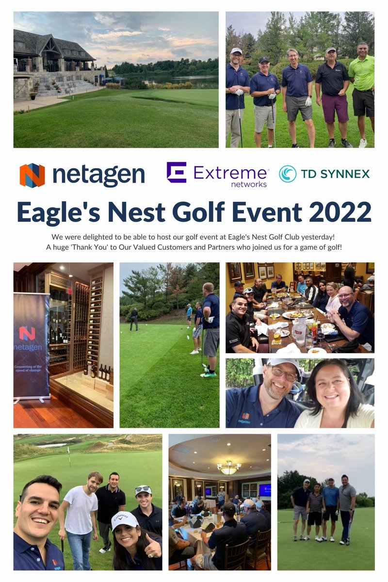 NetagenCanada's tweet photo. We were delighted to be able to host our golf event at Eagle's Nest Golf Club yesterday!
A huge 'Thank You' to Our Valued Customers and Partners who joined us for a game of golf!
#Netagen #EaglesNestGolfClub #NetagenPartners #ExtremeNetworks #TDSynnex https://t.co/4M0xSUGmph