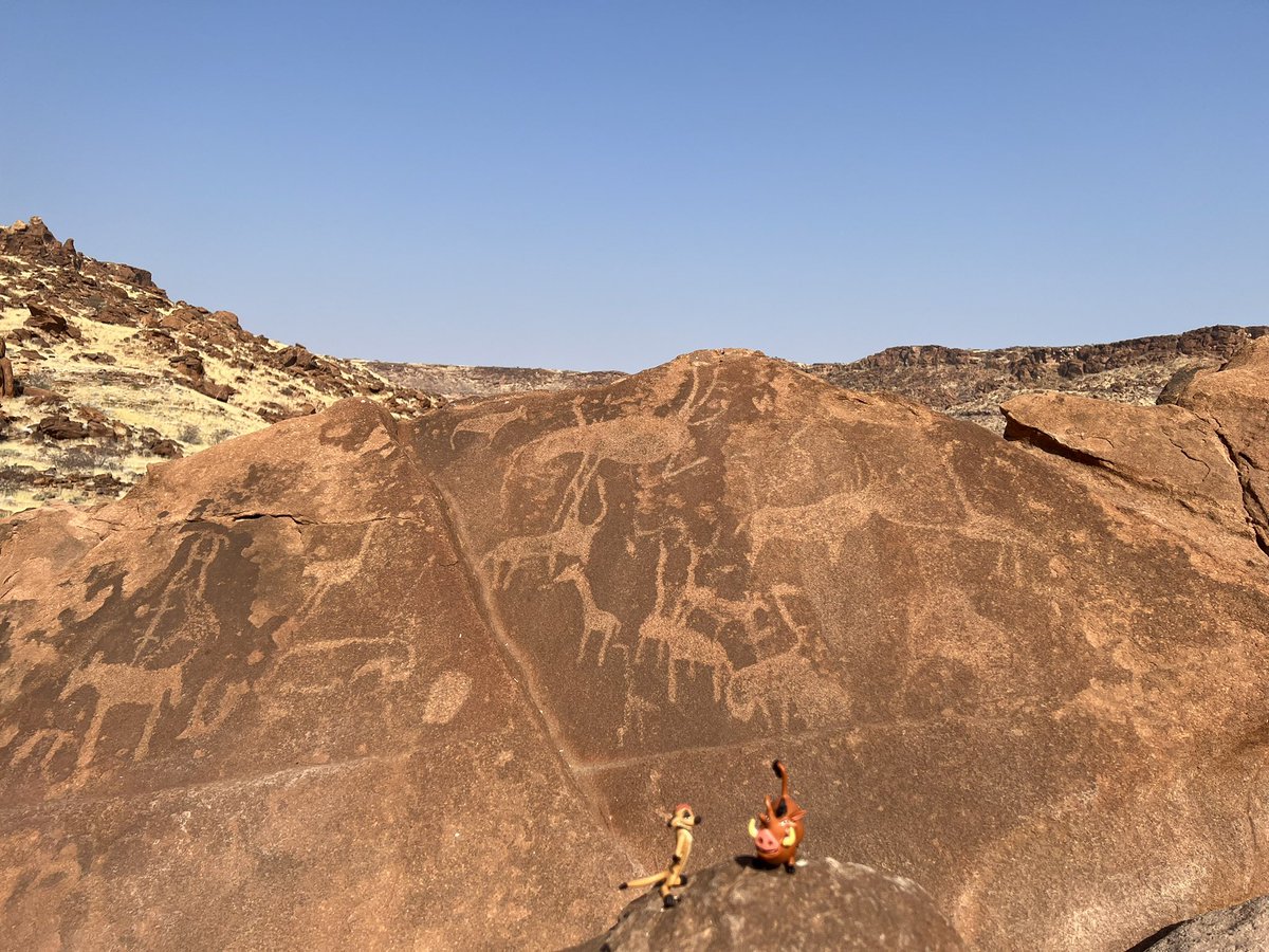 alvaudan's tweet photo. Départ à 100 à l’heure pour #Timon_And_Pumba. Au Mount Etjo puis à Doro Nawas. Rencontre avec les animaux 🦒🐘🦓🦩🦛🦏🦧et découverte culturelle (peuple des Damara, gravures de twyfelfontein et tuyaux d’orgue)… et surtout une nuit à la belle étoile, Wow🤩. #BackToTheRoots https://t.co/aRPc57Ojby