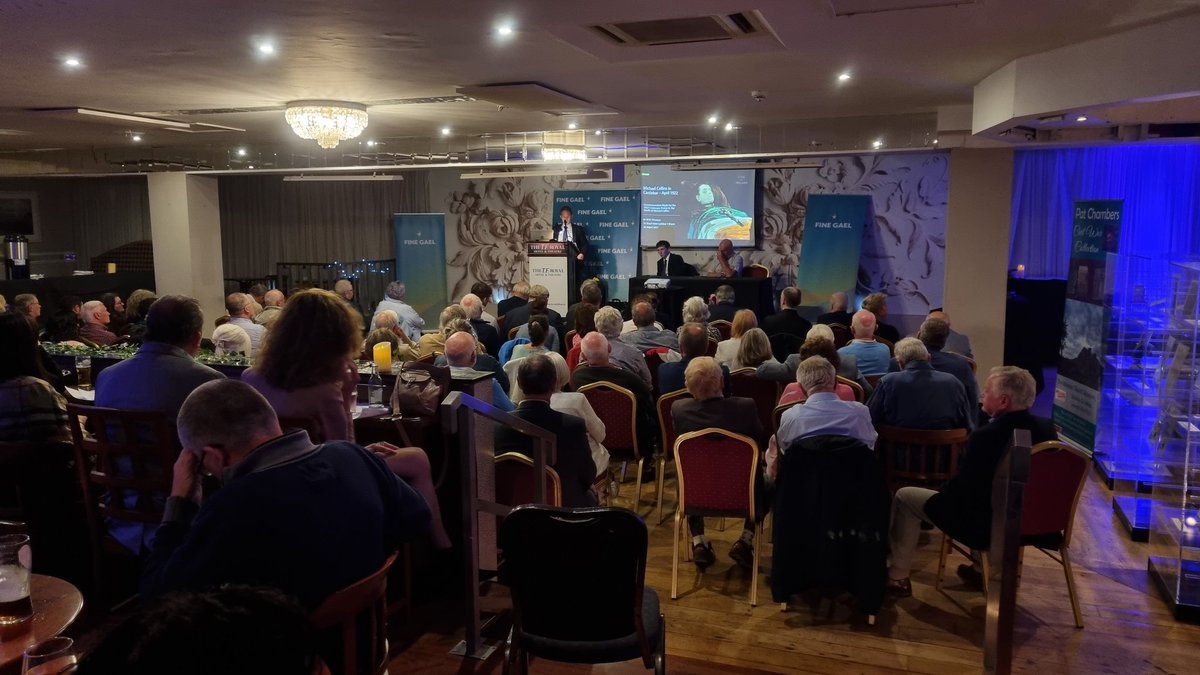 FineGaelMayo's tweet photo. Huge crowd here at the TF Royal in Castlebar for our commemoration night tonight. @Alan_Dillon TD up speaking now. #collinsgriffith100 https://t.co/B2X8LMHAua