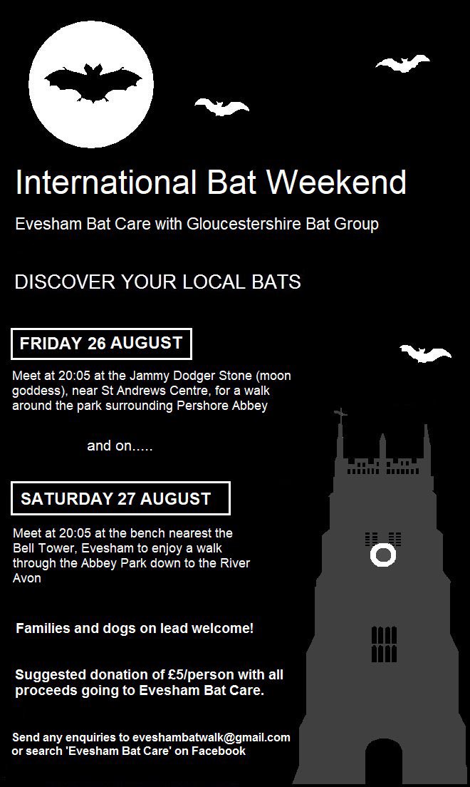 helengoth's tweet photo. #Evesham #Worcestershire folks! Thereโs bat walks this weekend run by the fab @eveshambatcare! Letโs go bat spotting! ๐ฆ๐ #bats #internationalbatweekend #batweekend https://t.co/Iuq5jZiLga