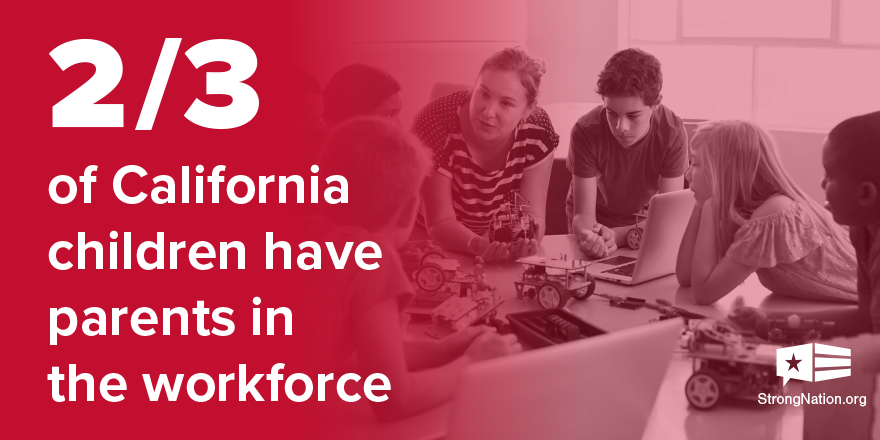 StrongNation_CA's tweet photo. “Infant care in a CA center averages $17,384 per year, 75% more than in-state public college tuition ($9,940).” @StrongNation_CA's newest report emphasizes the importance of affordable childcare programs for both children and parents. Read ⬇️: https://t.co/2oiuIRuiyt https://t.co/MeQs5sJkAY