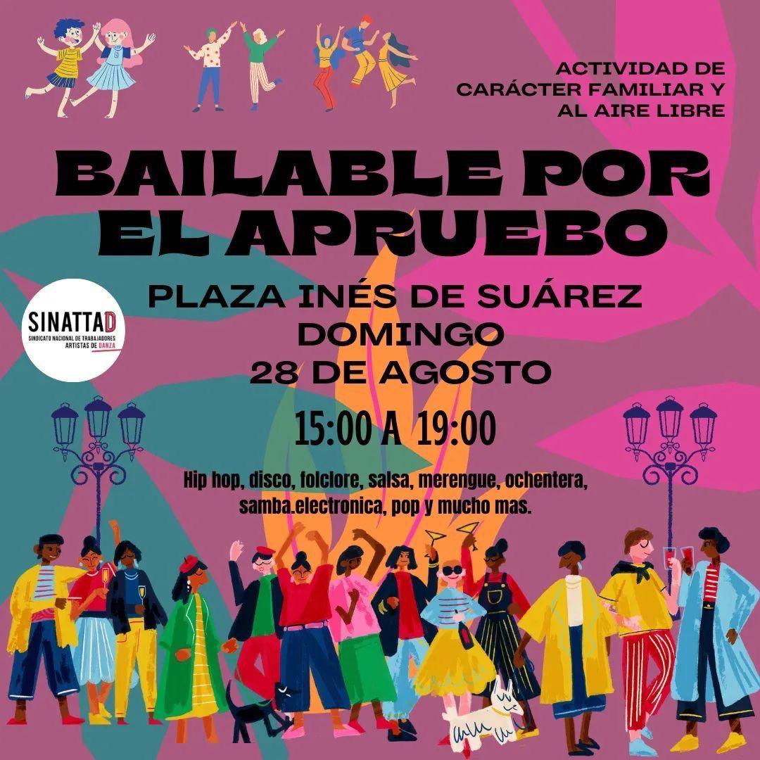 proviaprueba's tweet photo. 💫💃🕺💫 Gran bailable gran
DOMINGO 28 AGOSTO DE 15 A 19 HRS
🚴‍♀️Plaza Inés de Suárez
Encuentro familiar que congrega a expresarnos en lectura, dibujo, pintura, música y baile

#AprueboProvidencia #AprueboNuevaConstitución #AprueboFeliz https://t.co/uKfIukPrNv
