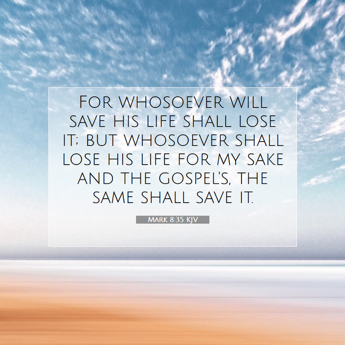 "For whosoever will save his life shall lose it. But whosoever shall lose his life for my sake and the gospel's. The same shall save it." - Mark 8:35
#AMScriptureoftheWeek #weeklyverse #bible #bibleverse #bookofMark