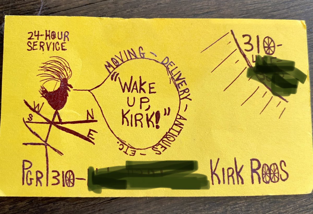 “Wake up, Kirk!” 1st side hustle in Hollyweird. 1999. I moved antiques for folks to support my film dreams. I make a living in film/tv now, so I guess it worked? I definitely had to heed my own advice (wake up!). #indiefilm