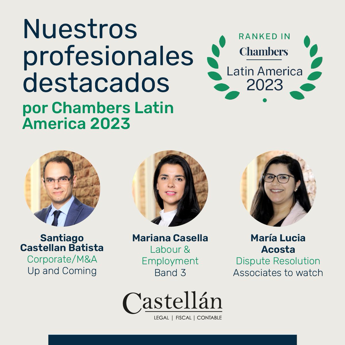 castellan_uy's tweet photo. Se publicó el nuevo Ranking Chambers Latin America Guide 2023 y estamos presentes con tres destacados profesionales. Queremos agradecer especialmente a todos nuestros clientes por reconocer el esfuerzo profesional y la calidad de nuestro servicio. @santiagocaste @marianacasellad https://t.co/qNr7rIpnJR