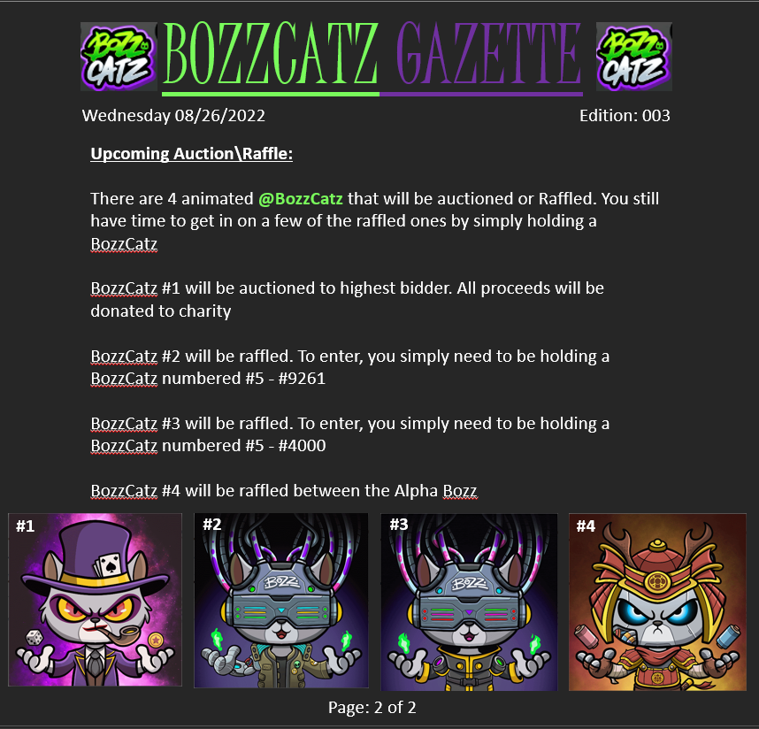 MegaByteMike83's tweet photo. BOZZCATZ GAZETTE: EDITION 3

Please help us raise awareness. Follow &amp; RT

#DownSyndrome #Trisomy21 #BozzCatzGazette 

@Bozz_Catz @Mojis_NFT @Jdubb4bozzcatz https://t.co/m94m95IVgI
