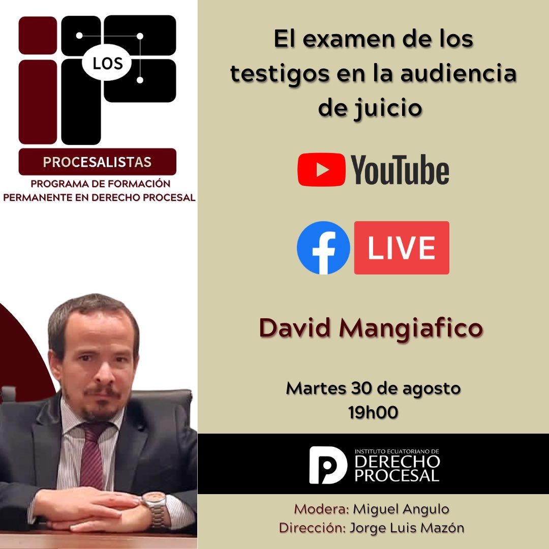 #ATENCIÓN ¡Se viene el programa 51 (Segunda Temporada),
el martes 30 de agosto a las 19:00 horas!

Link de YouTube:
youtube.com/watch?v=VLxqDe…

Link de Facebook - Grupo LOS PROBLEMAS DEL PROCESO:
facebook.com/groups/problem…

Link de Facebook - Los Procesalistas
facebook.com/LosProcesalist…